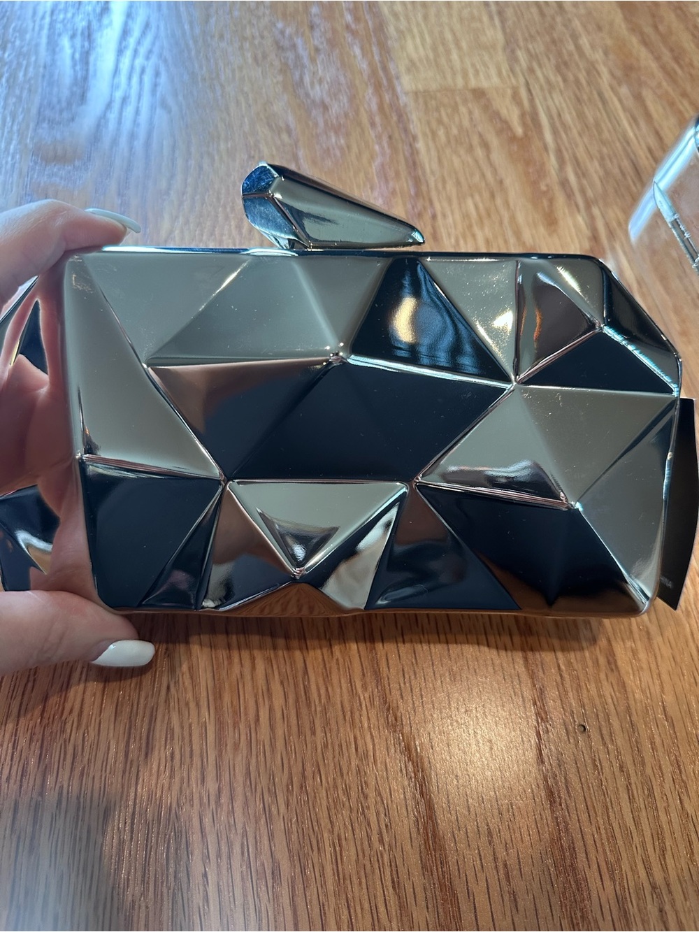SHEIN Metallic Silver Geometric & Sculpted Clutches Set - Picture 2 of 3
